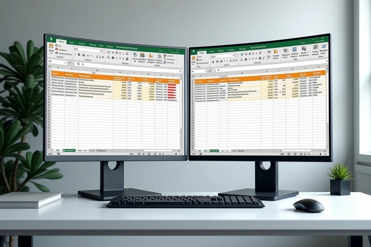 Double écran montrant une formule COUNTIF Excel pour identifier et surligner les doublons dans un tableau de données