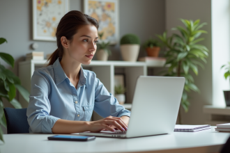 Jeune femme professionnelle travaillant dans un bureau moderne