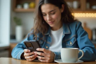 Jeune femme posant un étui robuste sur son smartphone Google 8 Pro